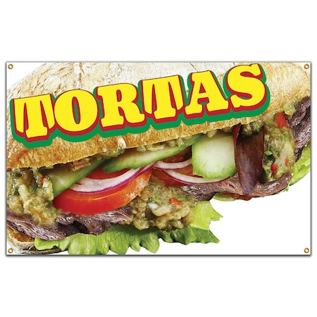 Tortas Banner Concession Stand Food Truck Single Sided